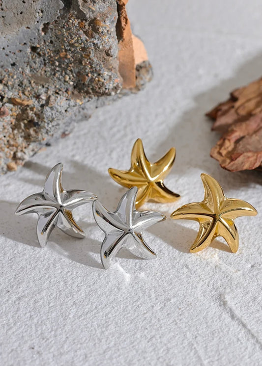 Summer Starfish Silver Earring