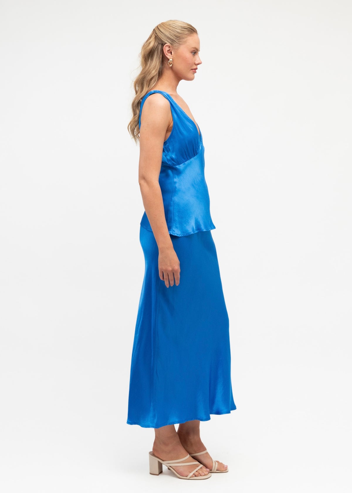 Amara Satin Skirt | Blue