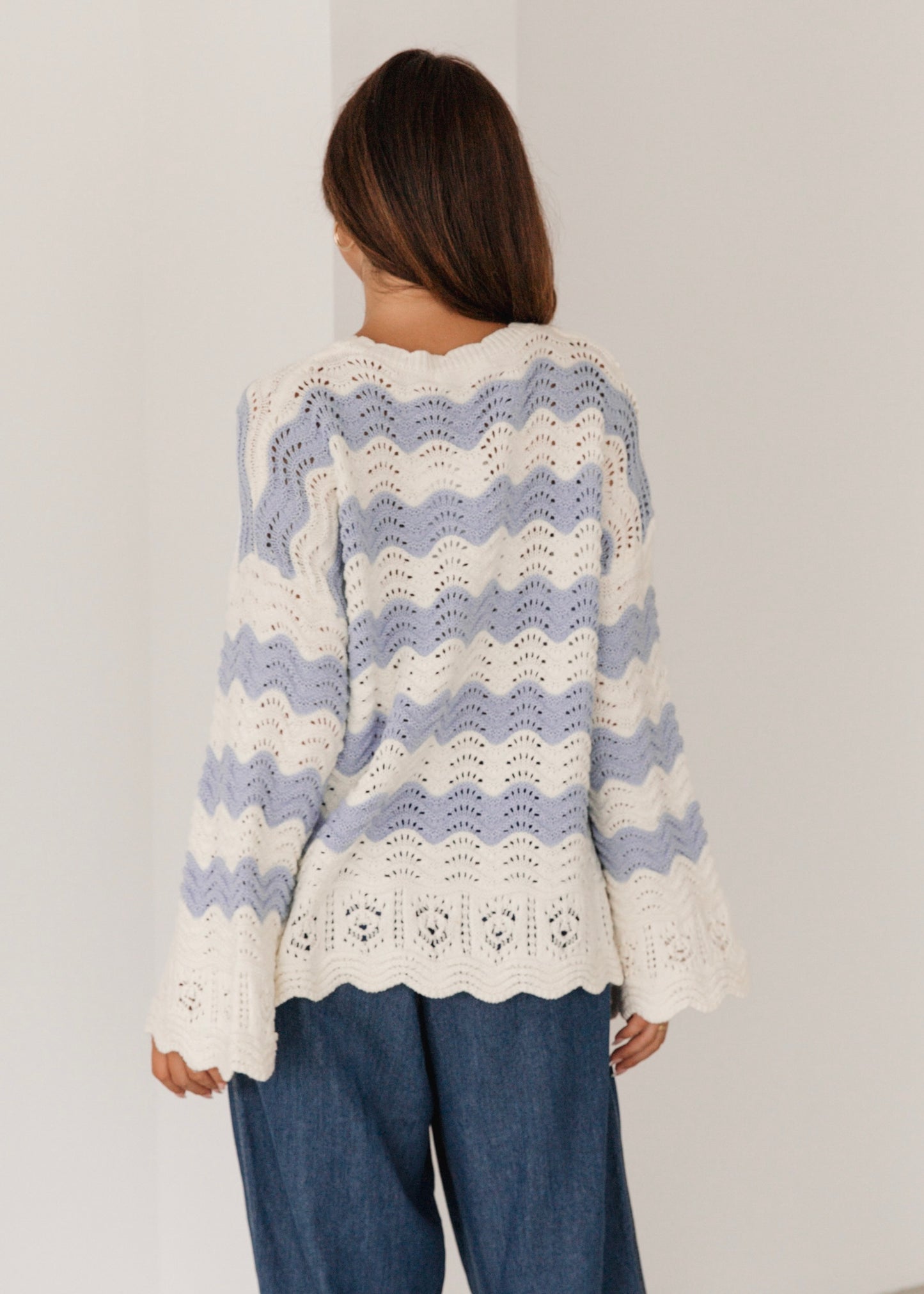 Contrast Stripe Relaxed Knit | Blue