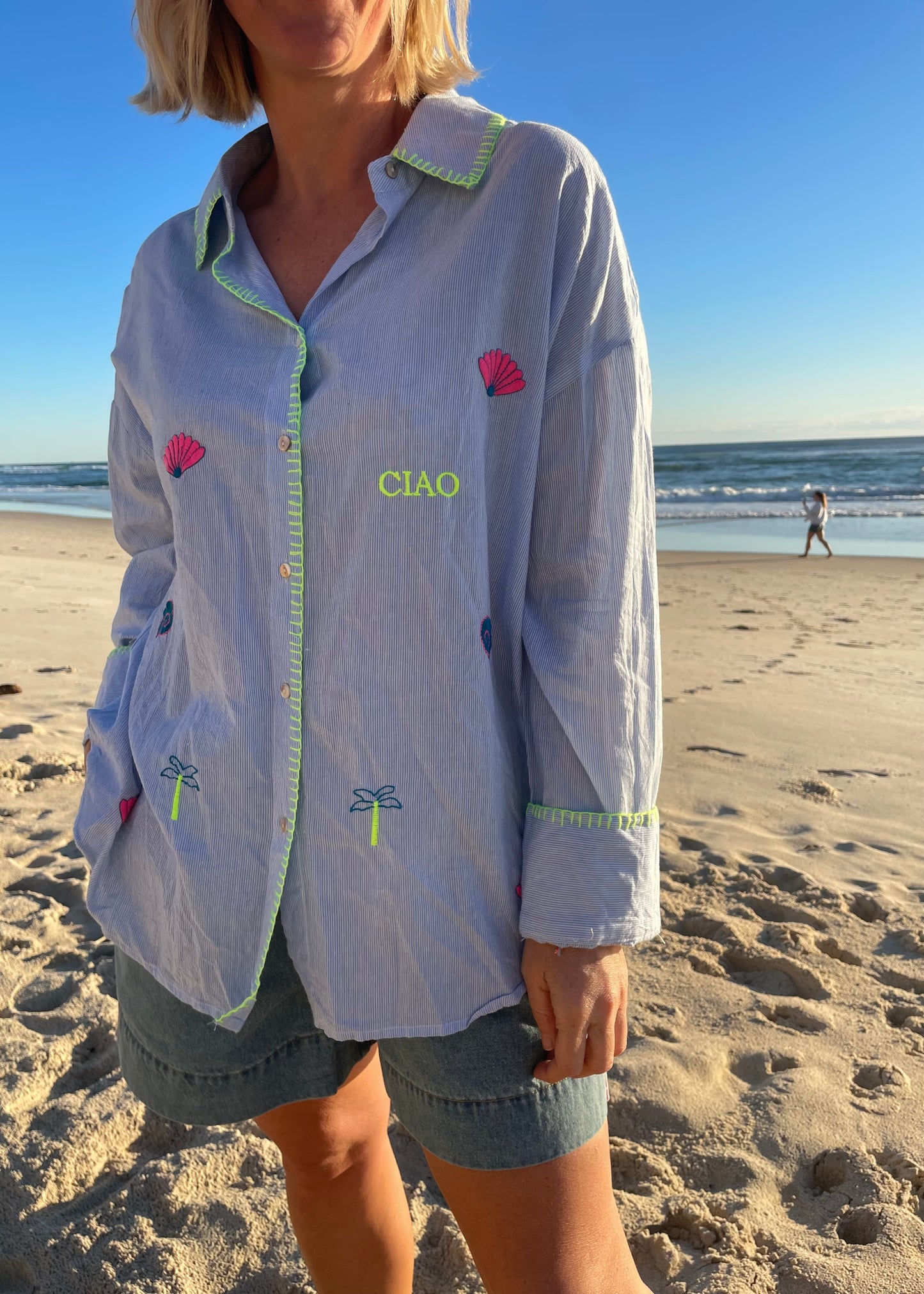 La Dolce Vita Embroidered Shirt | Blue