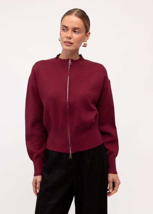 Zip Up Kit Jacket | Wine