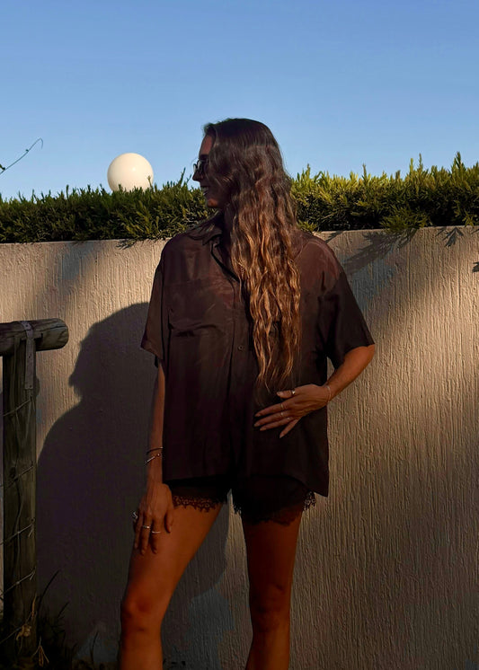Oversized Cupro Shirt | Choc
