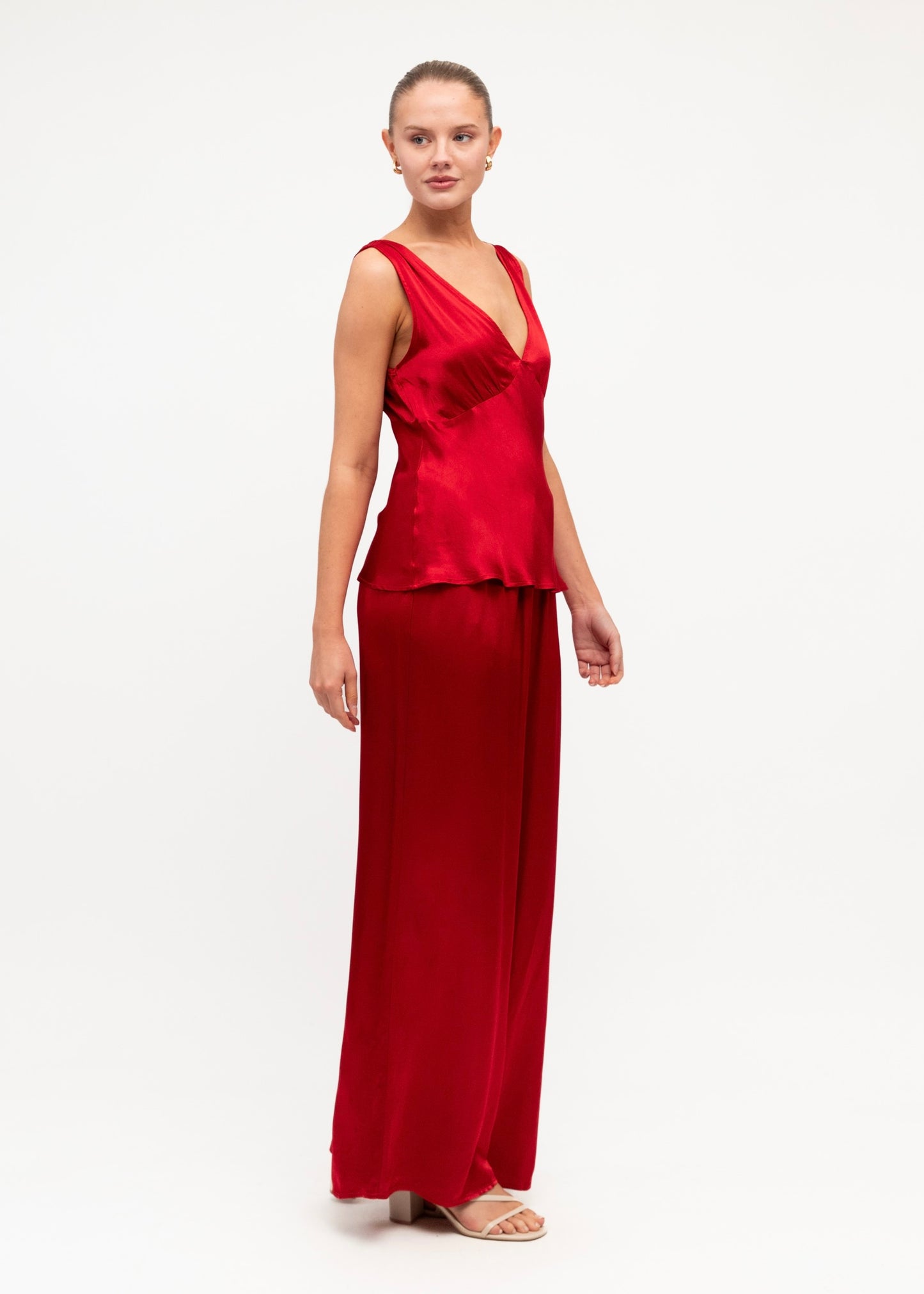 Amara Satin Pants  - Red