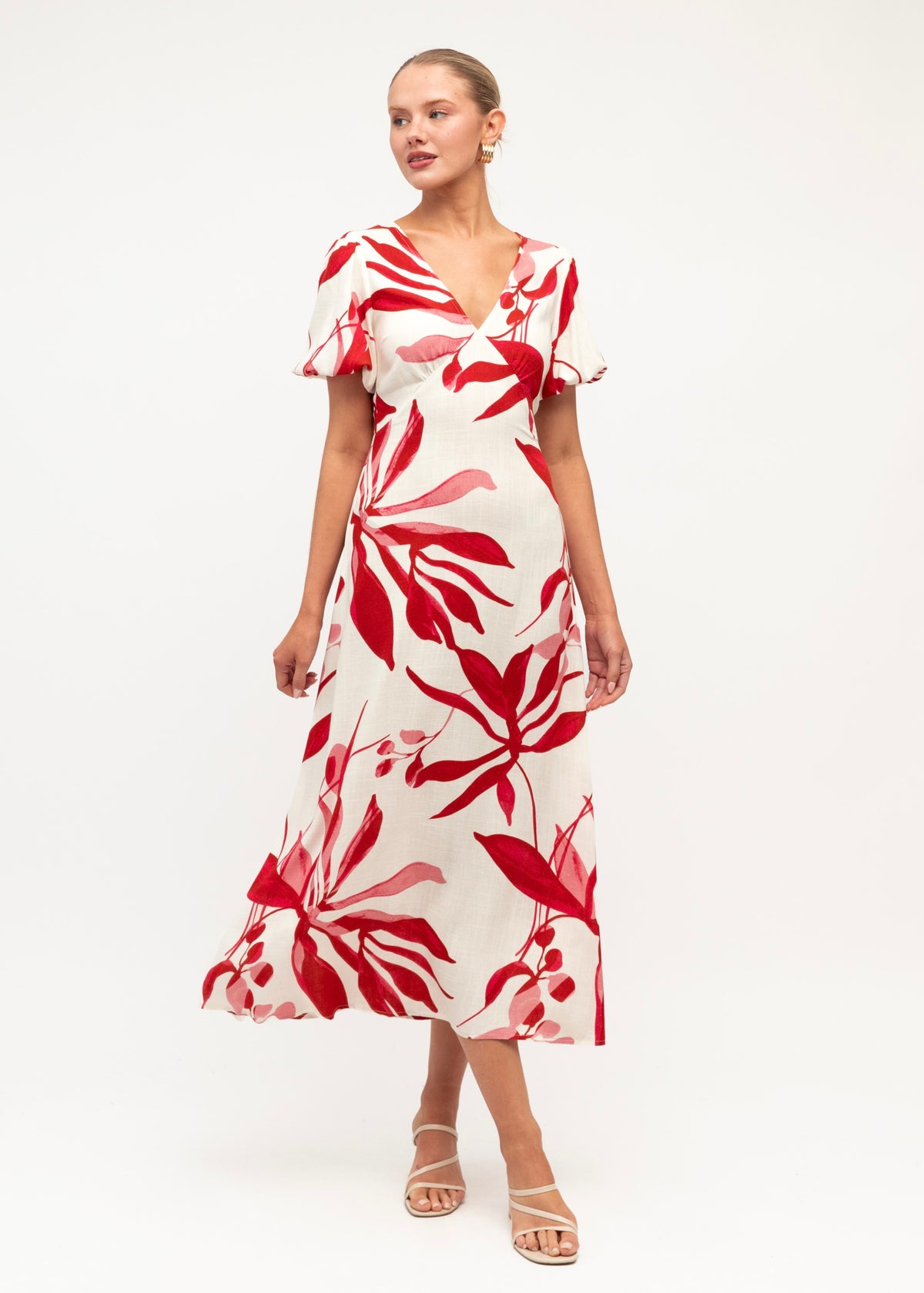 Scarlet Midi Dress - Red White