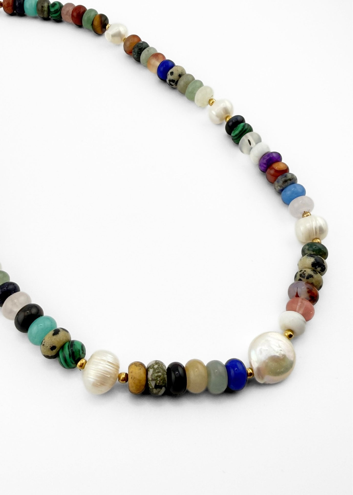 Serafina Necklace | Multi Natural Stone & Freshwater Pearl 45cm