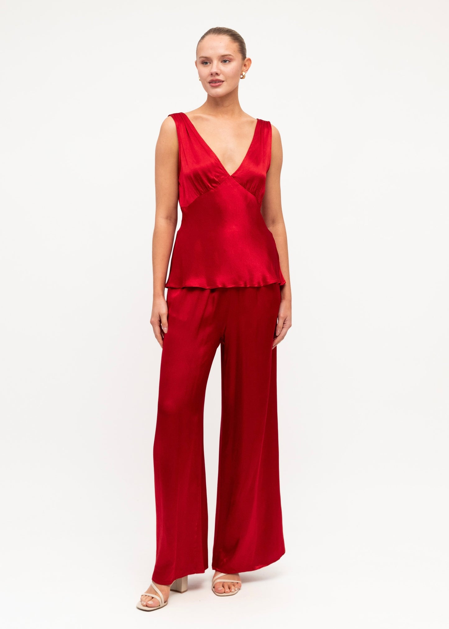 Amara Satin Pants  - Red