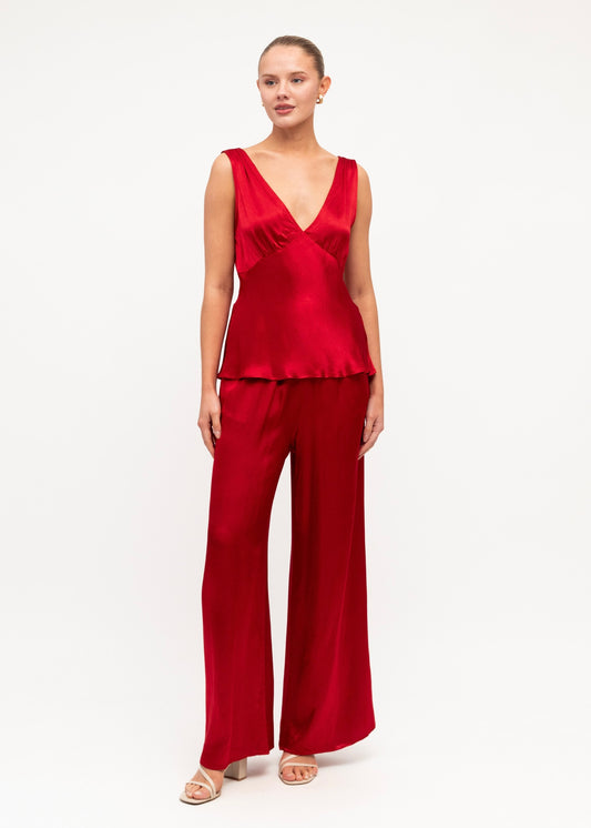 Amara Satin Pants  - Red