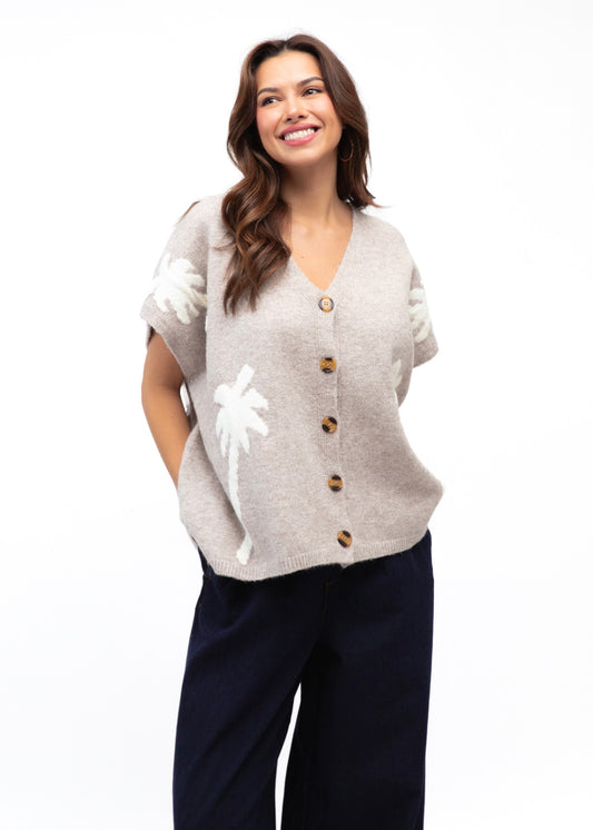 Palm Embroidered Knit | Natural