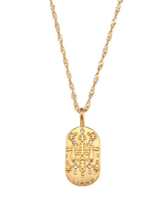 Libra Gold Zircon Tarot Necklace