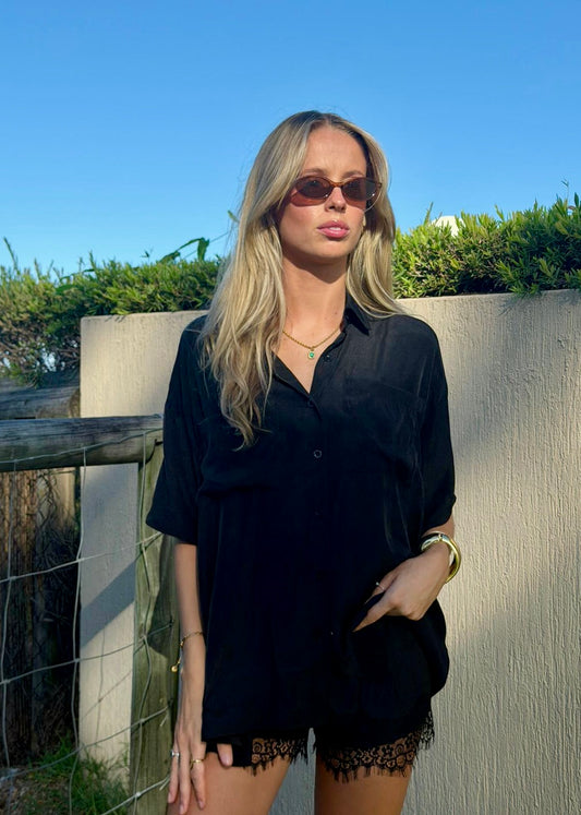 Oversized Cupro Shirt | Black