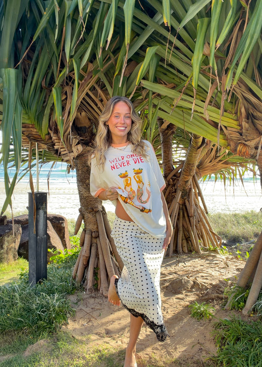 Polka Midi Skirt | White Black