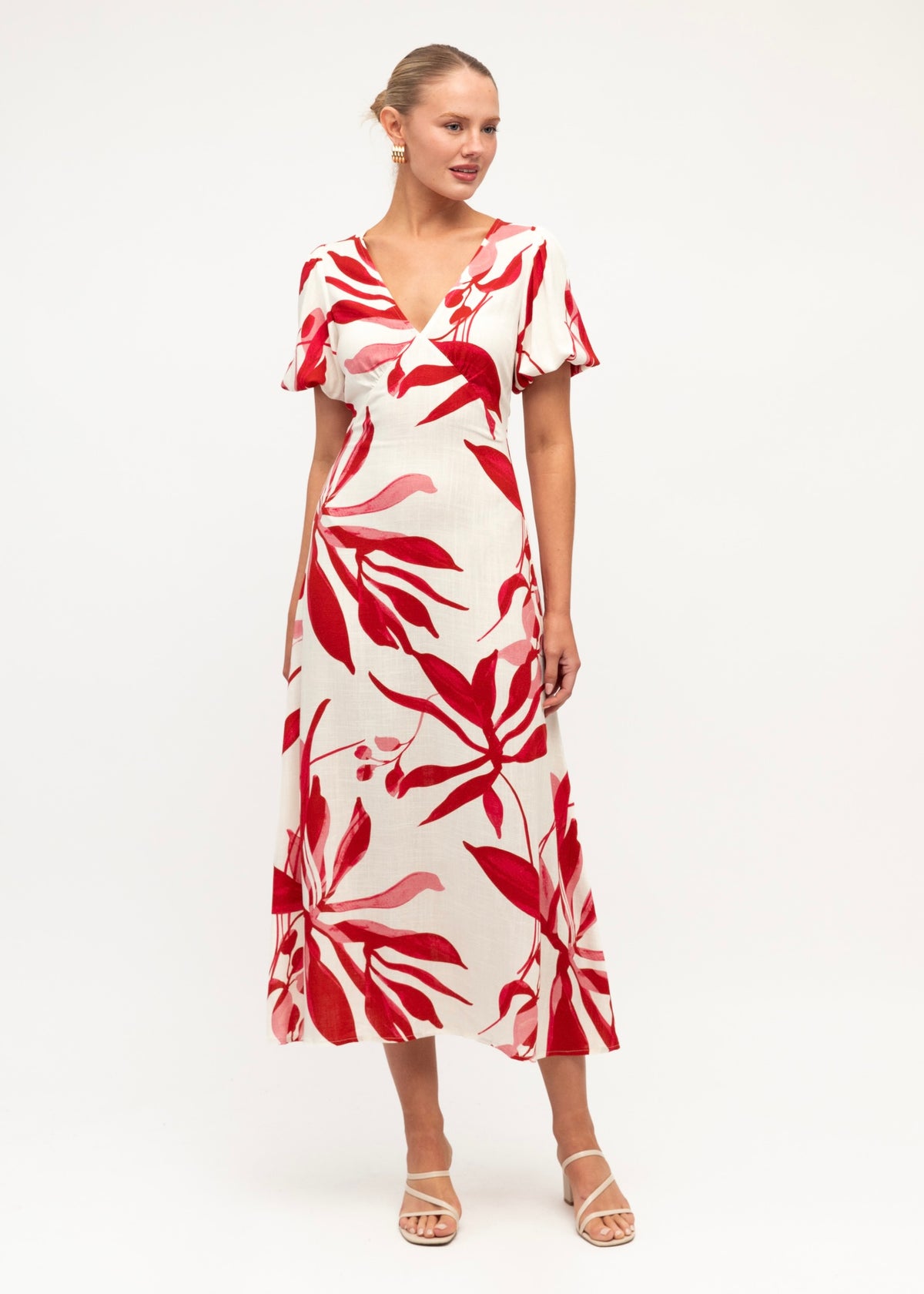 Scarlet Midi Dress - Red White