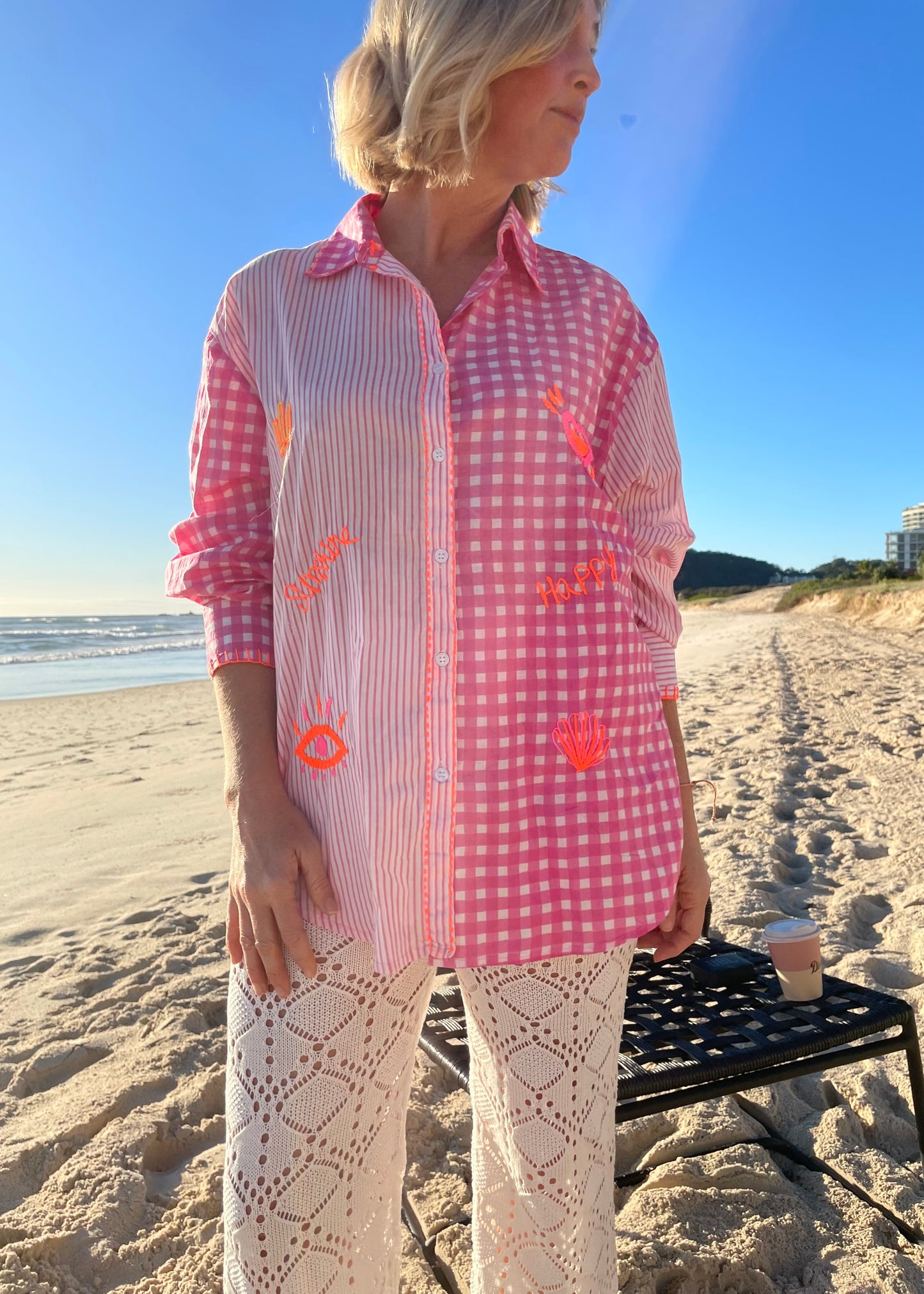 Ciao Bella Embroidered Shirt | Pink