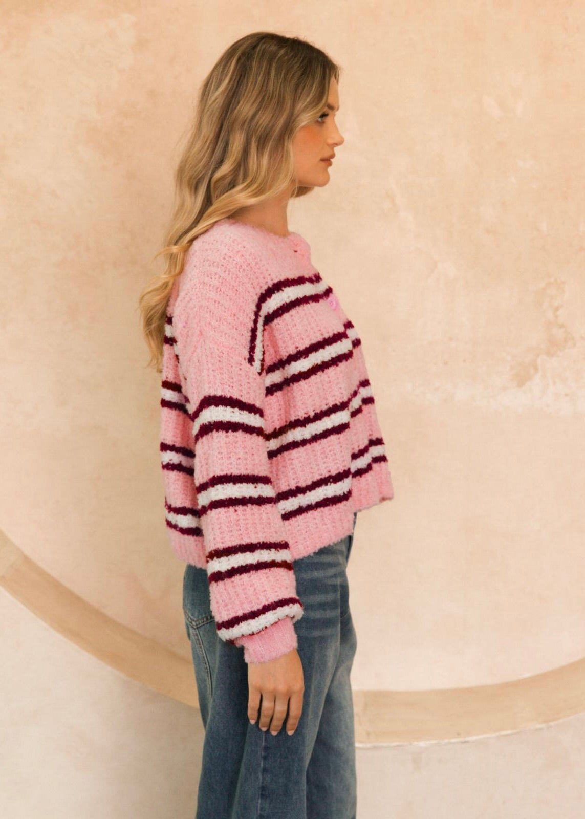 Rosewood Stripe Jumper | Pink