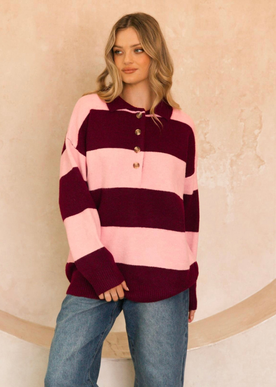 Valentina Stripe Jumper | Berry