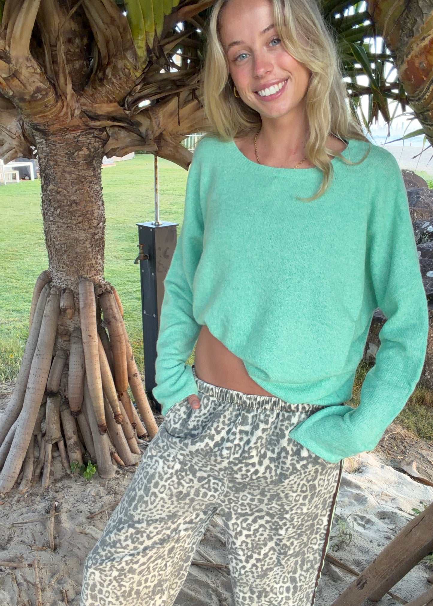 Leopard Racer Jeans | Choc/Mint