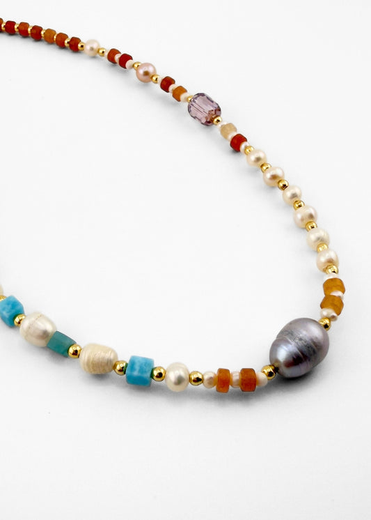 Soleil Necklace | Freshwater Pearl & Natural Stone