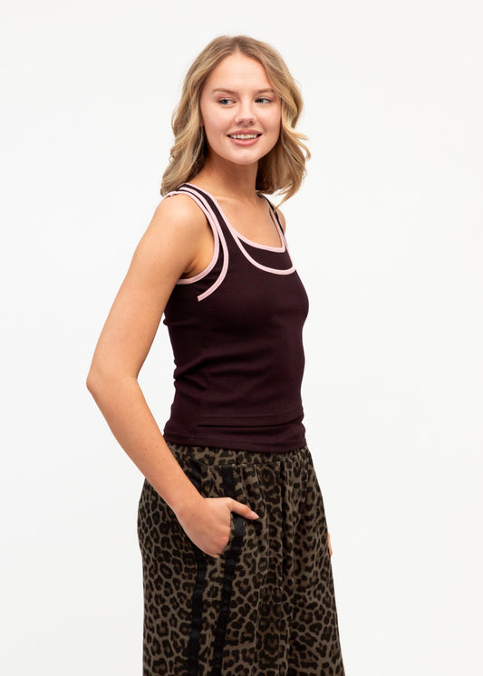 Juna Layered Tank Top - Plum Pink