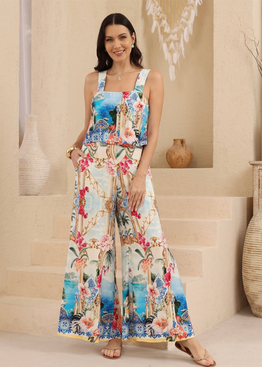 Kikki Jumpsuit - Santorini Print
