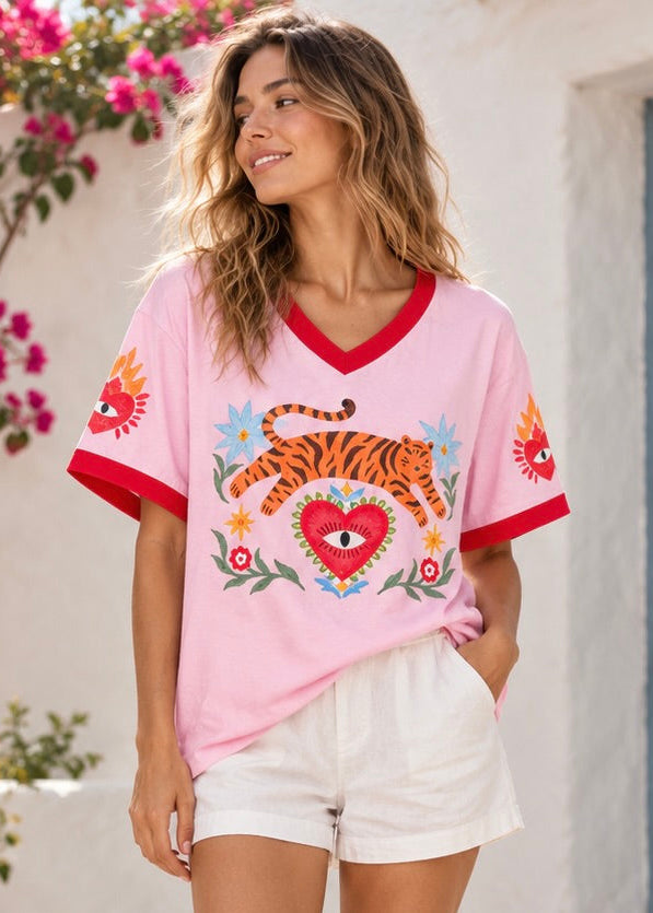 Tiger Eye Tee | Pink