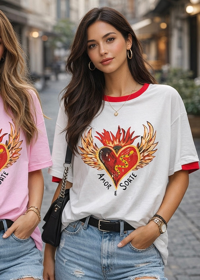 Amor E Sorte Tee | White