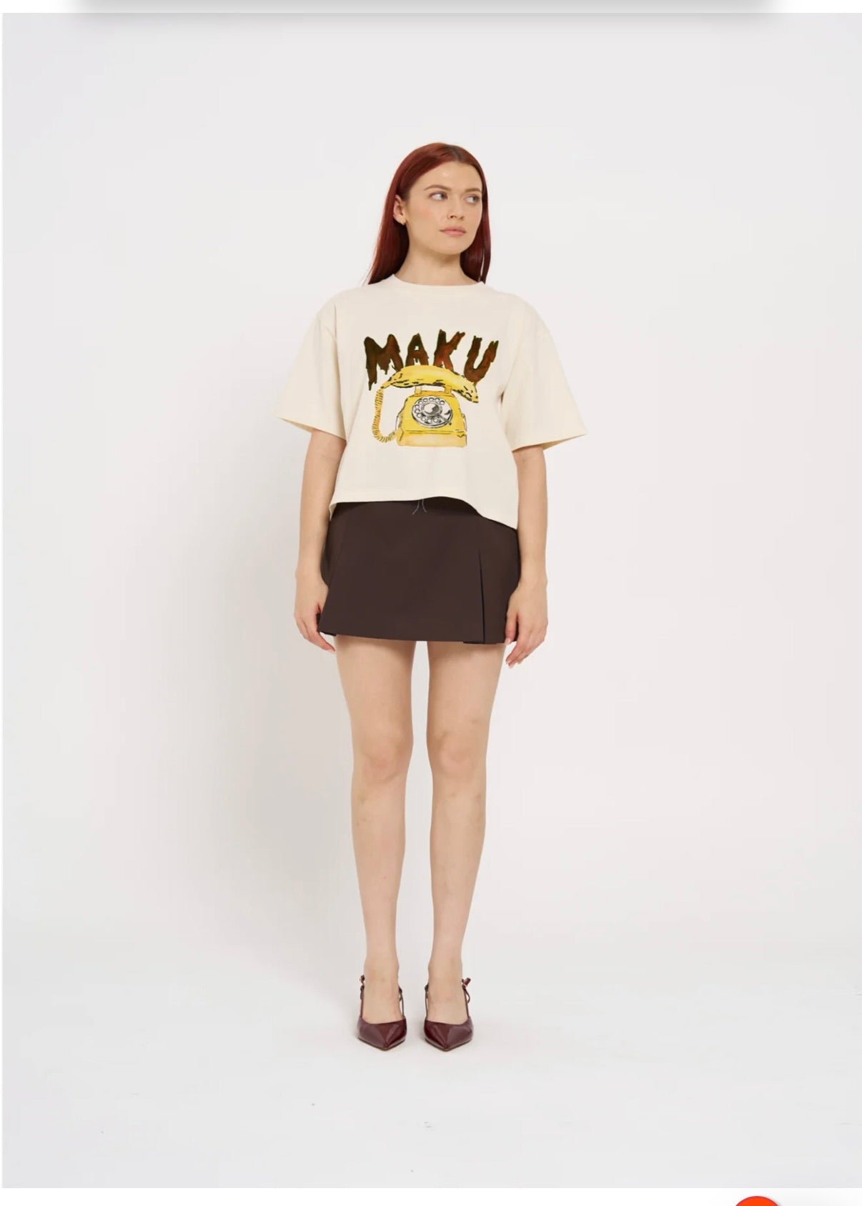 Banana Phone Crop T-shirt | Beige