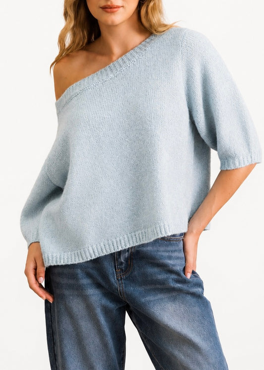 Asymmetrical Knit Top | Blue