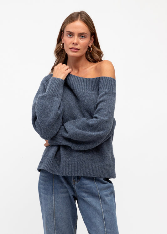 Off Shoulder Knit | Steel