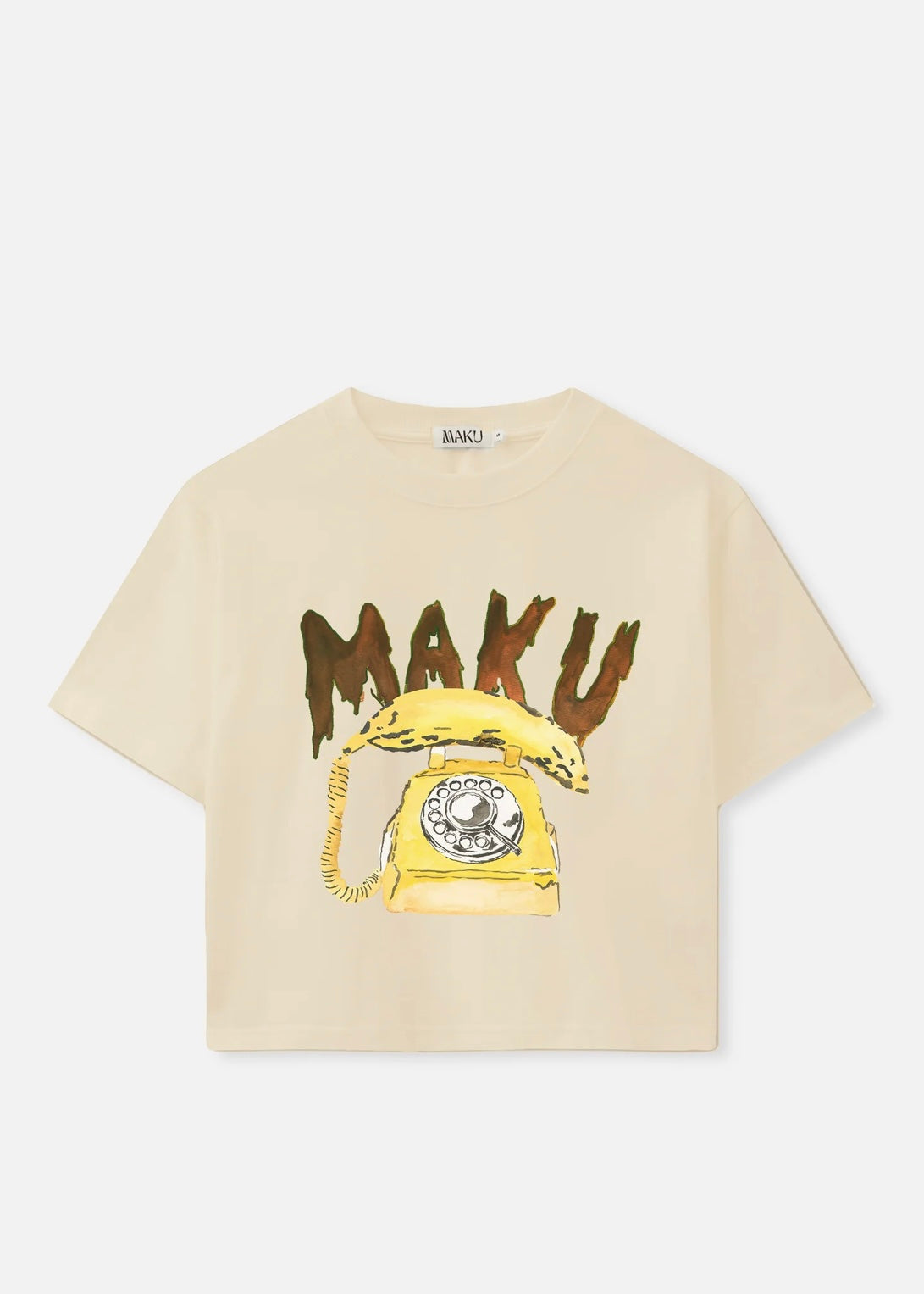 Banana Phone Crop T-shirt | Beige