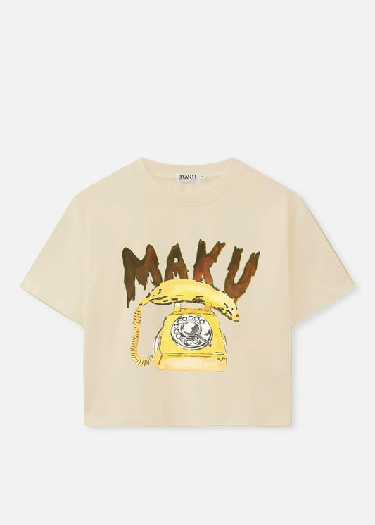 Banana Phone Crop T-shirt | Beige