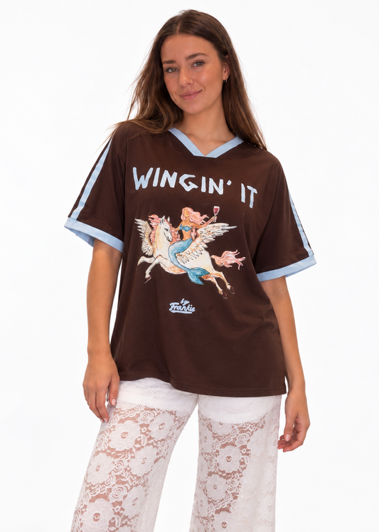 Mermaid Wingin It T-shirt | Choc
