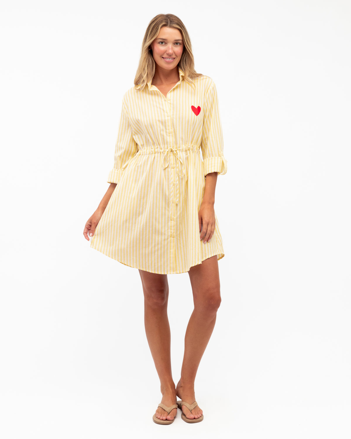 Clarice Sunshine Shirt Dress | Yellow & White Stripe