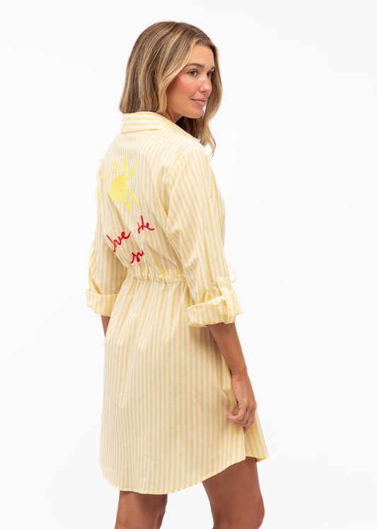 Clarice Sunshine Shirt Dress | Yellow & White Stripe